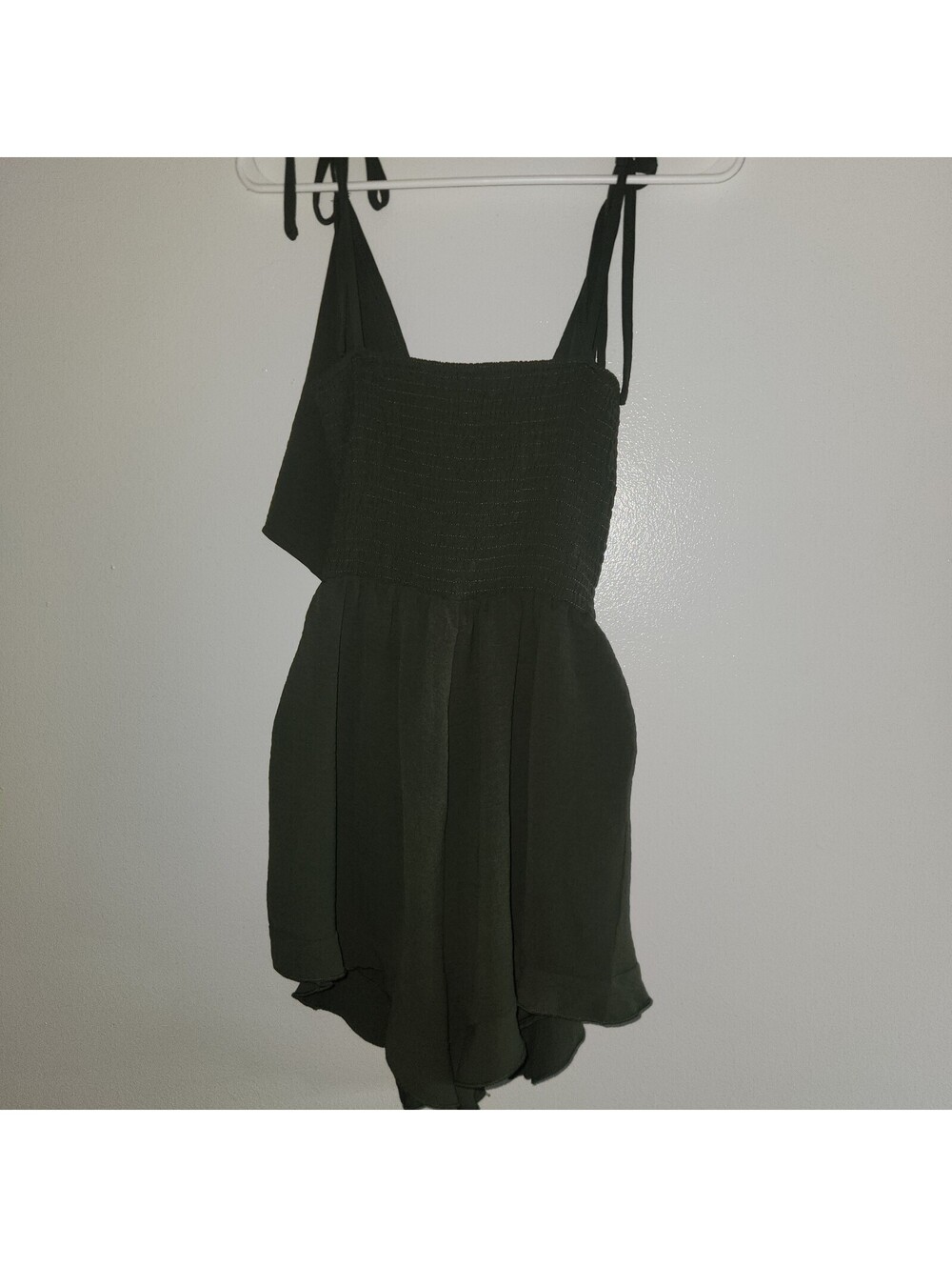 Olive green smocked romper